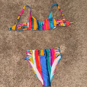Multicolor Striped Bikini